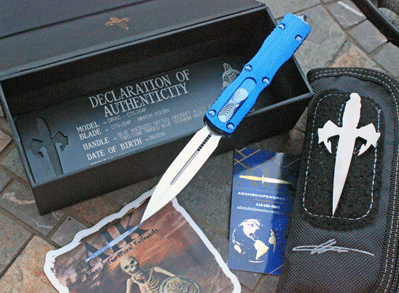 CUSTOM Marfione Microtech Special Blue DIRAC Mirror Polished D/E
