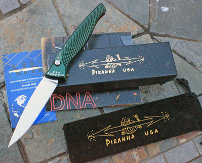 Piranha DNA Auto Ultra Slim GREEN w/ S30V Mirror Blade