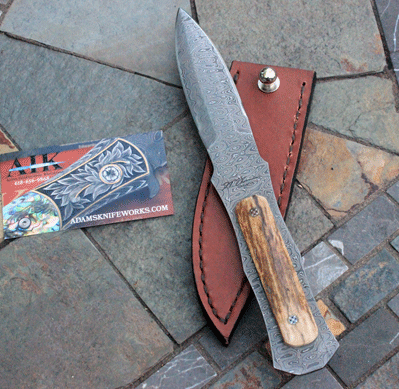 Custom DAMASCUS Boot Dagger by J.T. Downie w/ Mammoth Ivory