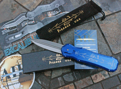 Piranha Knives EXCALIBUR Double Action Auto In/Out Special BLUE