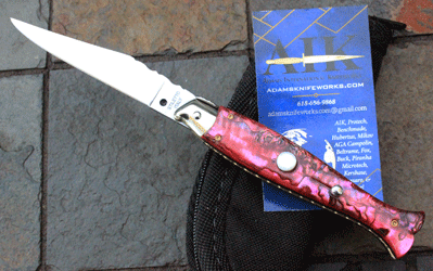 CUSTOM AIK Italian Fishtail Switchblade w/ Red Abalone & More!