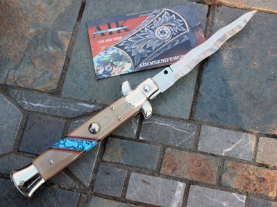 9" Frank B Italian KRIS w/Select Horn & Turquoise Stone Inlay