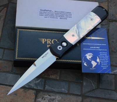 Protech CUSTOM MIRROR POLISHED Godfather Auto w/ Pearl Inlays