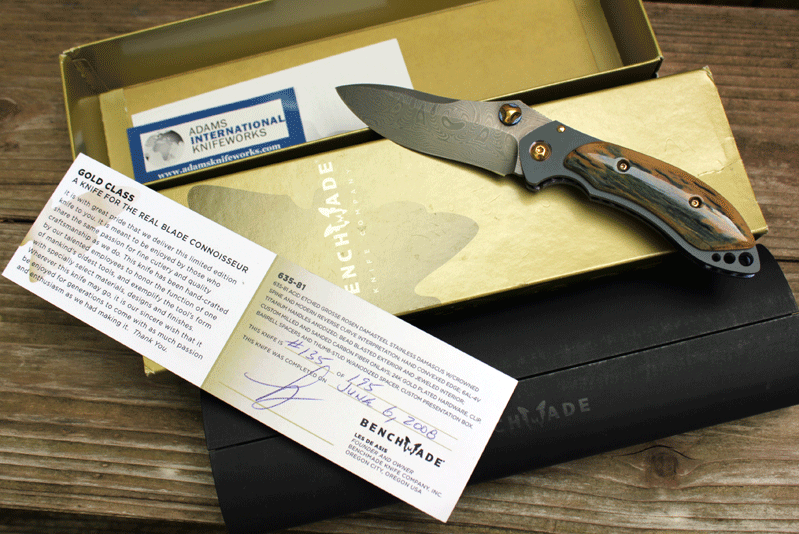 Benchmade CUSTOM GOLD CLASS MINI SKIRMISH w/ Mammoth & Damascus, Adams