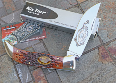 1989 KABAR GRIZZLY Slip Joint Folding Hunter w/Jigged Bone