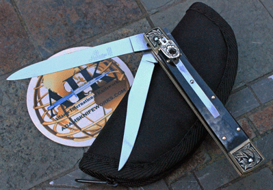 CUSTOM HAND ENGRAVED Hubertus Dual Blade Springer w/Horn