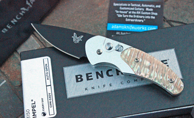 CUSTOM Benchmade/AIK IMPEL Auto w/ Awabi Shell & Black Blade