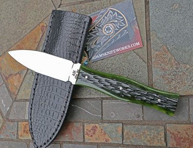 AIK INTERCEPTOR II D/E Executive Dagger w/Green Jigged Bone