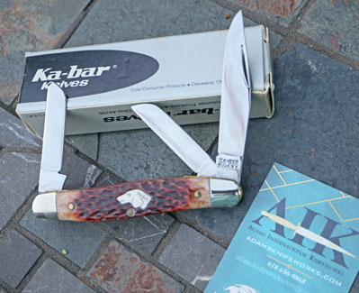 1984 KaBar Dog's Head 3 Blade Stockman w/Jigged Bone