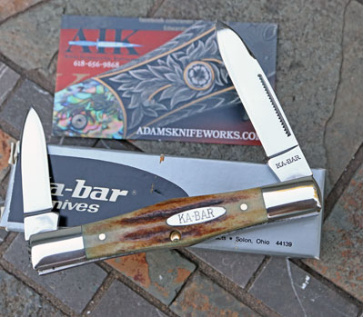 1991 KaBar Ltd Dog's Head Classic Pen Knife w/Genuine Stag