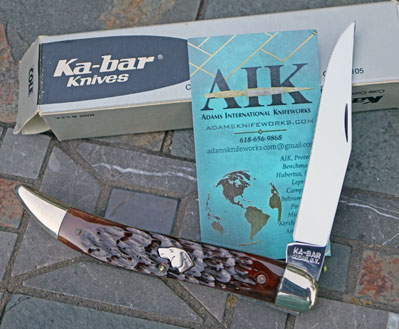 1984 KaBar Dog's Head Texas ToothPick Slip Joint w/ Jigged Bone