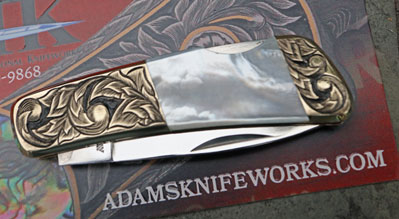 HAND ENGRAVED AIK/Kershaw Pocket Lockback w/ Pearl