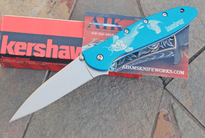 Kershaw Special Teal Koi Fish Spring Assist Frame Lock LEEK