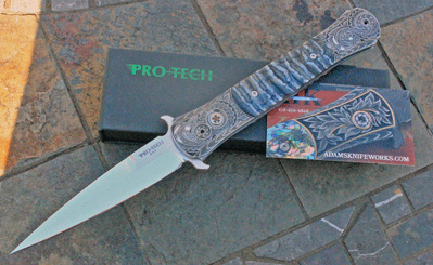 HAND ENGRAVED STAINLESS FRAME Protech Large Don w/ Molar