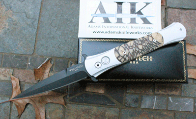 CUSTOM Protech/AIK Large Don Auto w/ TIGER CORAL & Black Blade