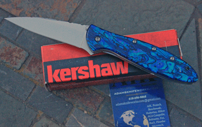 Kershaw / AIK Custom LEEK  Assist w/ Blue Abalone & File Work