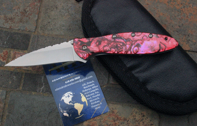 CUSTOM AIK/Kershaw LEEK Assist w/Red Abalone & File Work