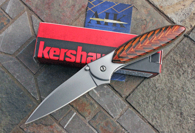 CUSTOM Kershaw Spring Assisted LEEK w/ Multi Color Stamina Wood