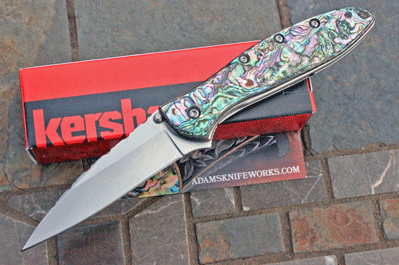 AIK/Kershaw Leek Spring Assist w/ Abalone Overlay & File Work