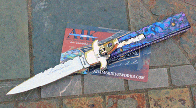 Custom AKC/AIK Leverletto w/ Purple Paua Shell & File Work