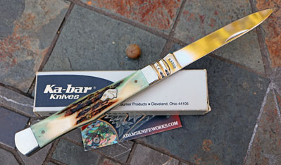 1990 KaBar Limited Long John Oversized Folder w/ Genuine Stag