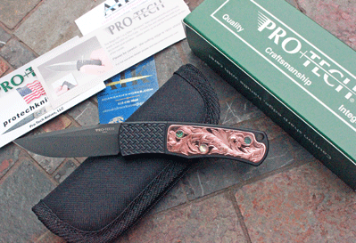 Protech/AIK MAGIC Bolster Release w/Engraved Copper & Abalone