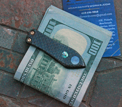 Handmade Money Clip w/Carbon Fiber, Abalone and Pearl!