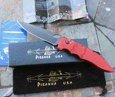 Piranha MINI PREDATOR Special Red Tactical Auto w/ Black S30V