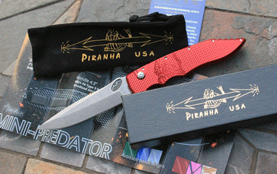 Piranha MINI PREDATOR Special Red Auto w/ Stonewash S30V