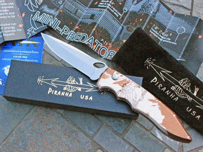 AIK Exclusive Piranha MINI PREDATOR  Auto w/ Desert Camo & S30V