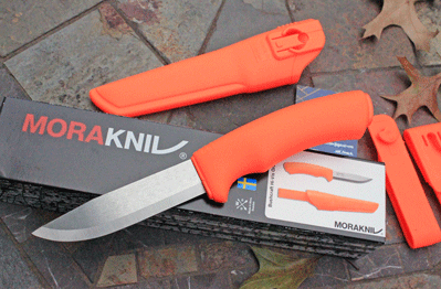 Hi-Vis Orange MORA Swedish Made Heavy Duty Bushcraft Survival Kn