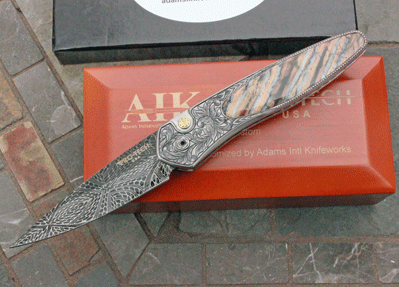 ULTIMATE Protech/AIK HAND ENGRAVED STEEL FRAME DAMASCUS Newport