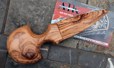 AIK Solid OLIVE WOOD Chisel Ground Push Dagger