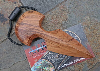 AIK Solid Olive Wood Chisel Ground Push Dagger