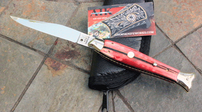Campolin Italian Oversized Fishtail Picklock Switchblade w/ Stag