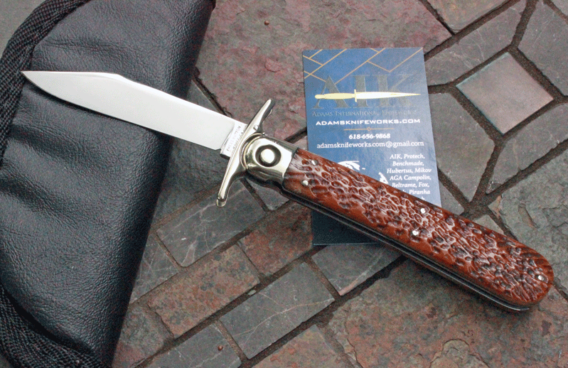 Rare Press Button Knife Co "VICTOR" Vintage Swing Guard, Adams