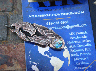 Handmade Engraved Mokume Pendant w/Abalone