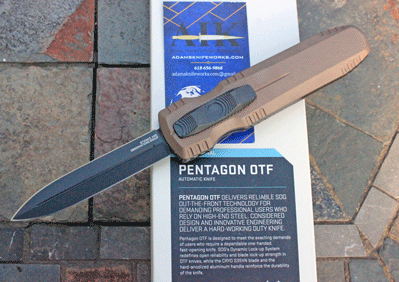 SOG Pentagon FDE Special Brown Auto Dagger  Front Opener