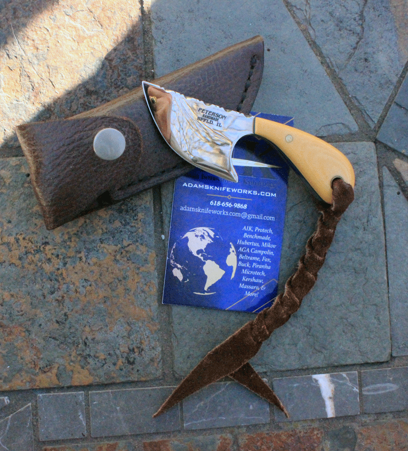 Peterson Handmade Mini Skinner Neck Knife w/ Ivory Micarta, Adams