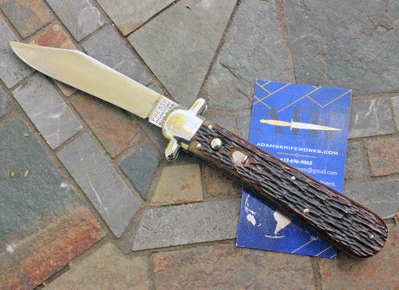 Rare Presto Vintage Derby Bolster Switchblade w/ Jigged Bone