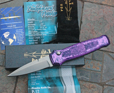 Piranha Knives Special Purple/Plum PROWLER Stonewash Auto Dagger