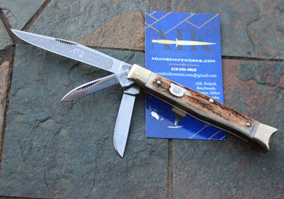 2008 German PIT BULLS Bulldog Brand 3 Blade Fishtail w/ Stag