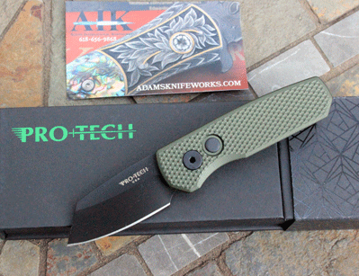 Protech Special Green TEXTURED RUNT 5 w/ Reverse Tanto Magnacut