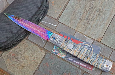Handmade Rainy Vallotton Auto-Dag w/ Molar & Hot Blued Damascus