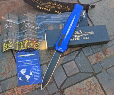 Piranha Knives Special Blue Tactical RATED X D/E Front Opener