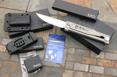 Reate EXO Exoskeleton Titanium Gravity Knife w/ Kydex Sheath