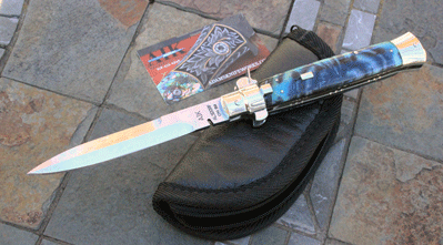 CUSTOM AIK BROWN RECLUSE Square Button Half Grind Bayo w/Mammoth