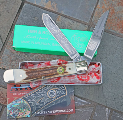 160th Anniv Hen & Rooster Solingen Bertram Trapper w/Stag