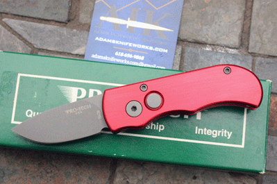 Early Production Protech Special Red Runt w/ Bead Blast Blade