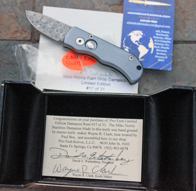 Rare Early Protech Mike Norris Damascus Runt #17 of 31 Made